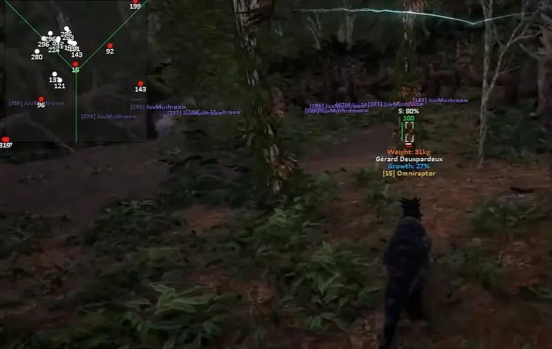 Forest radar The Isle 2D radar minimap with Omniraptor player information